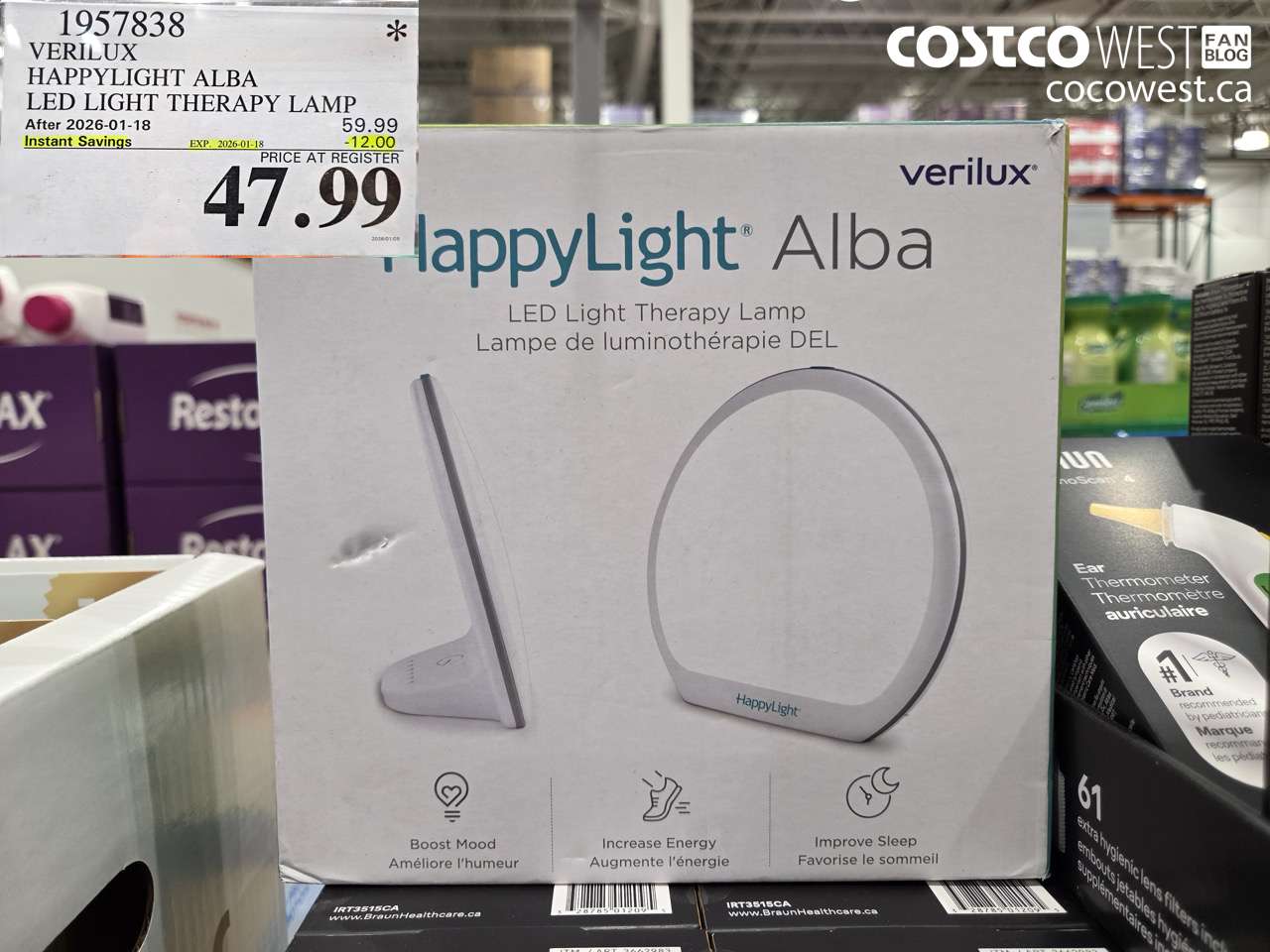 1957838 VERILUX HAPPYLIGHT ALBA LED LIGHT THERAPY LAMP ($12.00 INSTANT SAVINGS EXPIRES ON 2026-01-18) $47.99