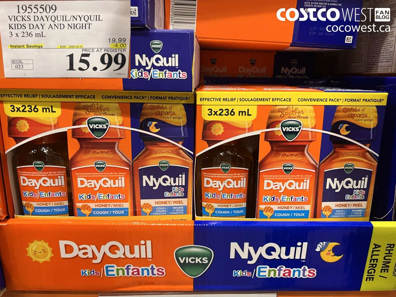 1955509 VICKS DAYQUIL/NYQUIL KIDS DAY AND NIGHT 3 X 236ML ($4.00 INSTANT SAVINGS EXPIRES ON 2026-02-01) $15.99