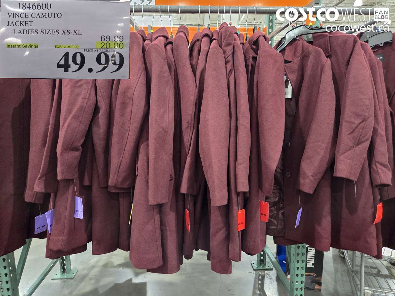 1846600 VINCE CAMUTO JACKET LADIES SIZES XS-XL ($20.00 INSTANT SAVINGS EXPIRES ON 2026-01-18) $49.99