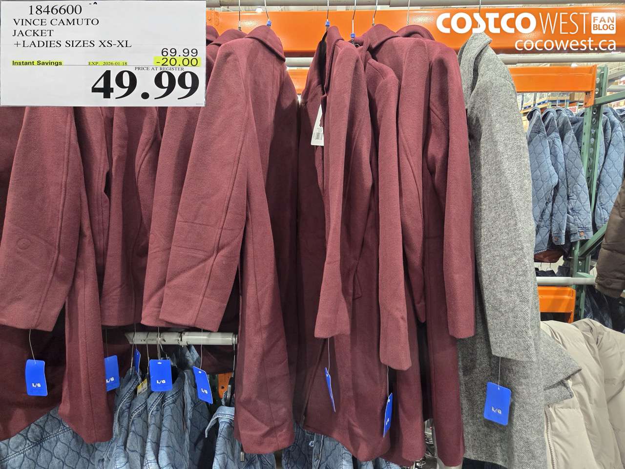 1846600 VINCE CAMUTO JACKET LADIES SIZES XS-XL ($20.00 INSTANT SAVINGS EXPIRES ON 2026-01-18) $49.99