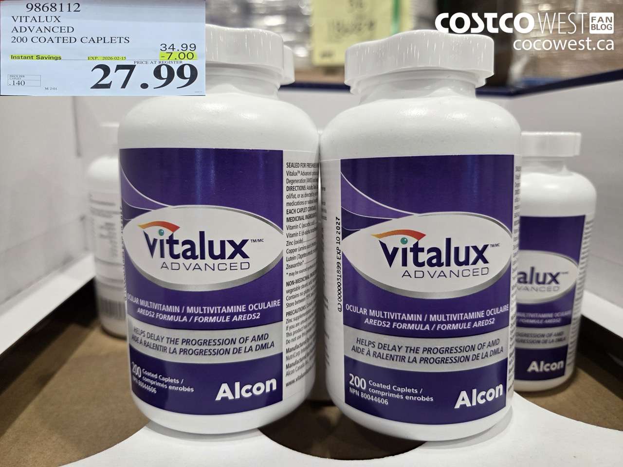 9868112 VITALUX ADVANCED 200 CAPLETS ($7.00 INSTANT SAVINGS EXPIRES ON 2026-02-15) $27.99