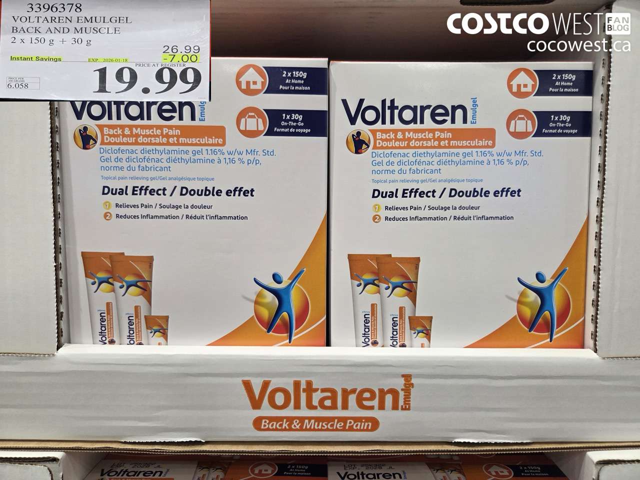 3396378 VOLTAREN EMULGEL BACK AND MUSCLE PAIN 2 X 150g + 30g ($7.00 INSTANT SAVINGS EXPIRES ON 2026-01-18) $19.99