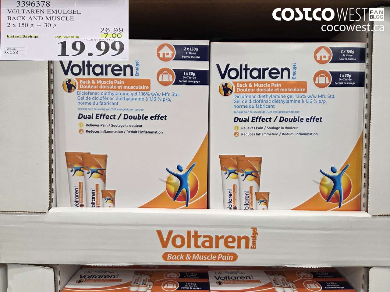 3396378 VOLTAREN EMULGEL BACK AND MUSCLE PAIN 2 X 150g + 30g ($7.00 INSTANT SAVINGS EXPIRES ON 2026-01-18) $19.99