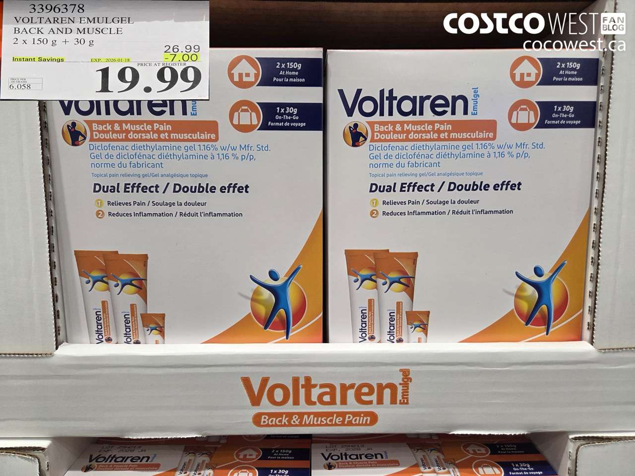 3396378 VOLTAREN EMULGEL BACK AND MUSCLE PAIN 2 X 150g + 30g ($7.00 INSTANT SAVINGS EXPIRES ON 2026-01-18) $19.99