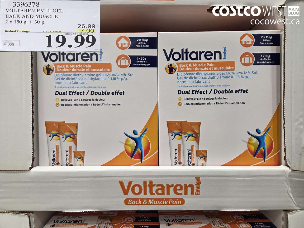 3396378 VOLTAREN EMULGEL BACK AND MUSCLE PAIN 2 X 150g + 30g ($7.00 INSTANT SAVINGS EXPIRES ON 2026-01-18) $19.99