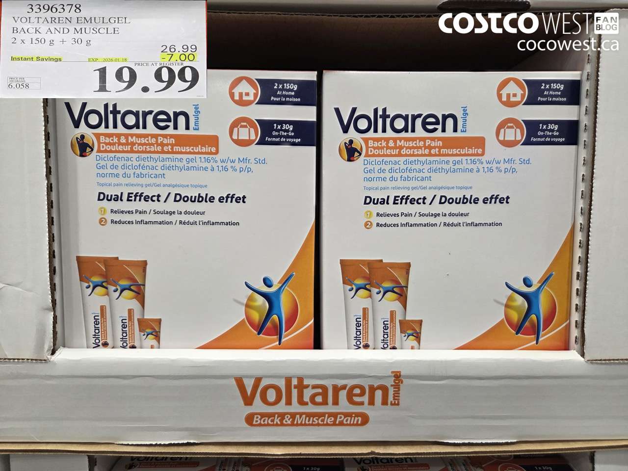 3396378 VOLTAREN EMULGEL BACK AND MUSCLE PAIN 2 X 150g + 30g ($7.00 INSTANT SAVINGS EXPIRES ON 2026-01-18) $19.99