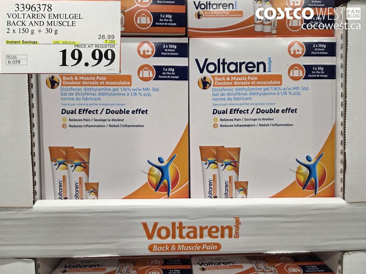 3396378 VOLTAREN EMULGEL BACK AND MUSCLE PAIN 2 X 150g + 30g ($7.00 INSTANT SAVINGS EXPIRES ON 2026-02-01) $19.99