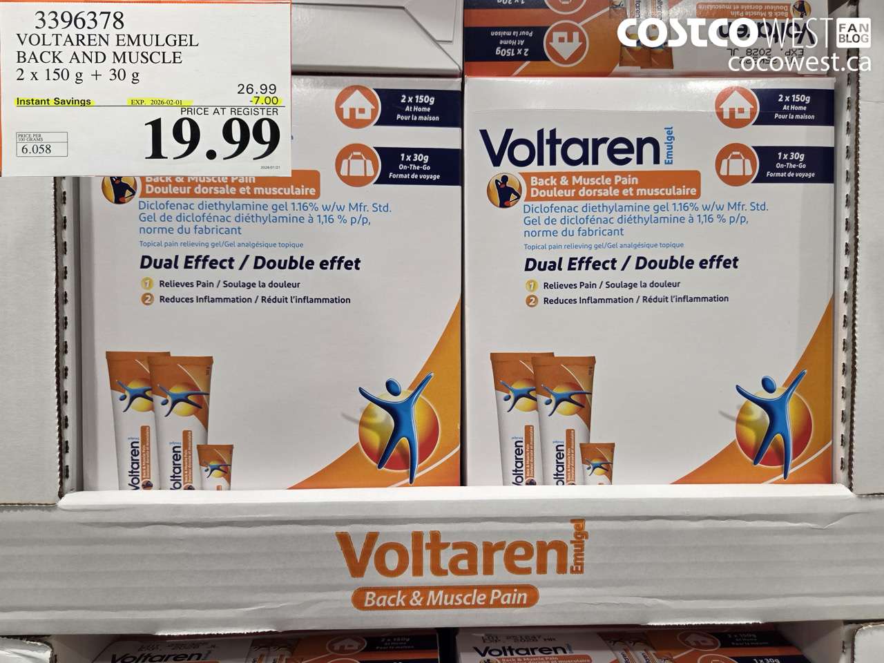 3396378 VOLTAREN EMULGEL BACK AND MUSCLE PAIN 2 X 150g + 30g ($7.00 INSTANT SAVINGS EXPIRES ON 2026-02-01) $19.99