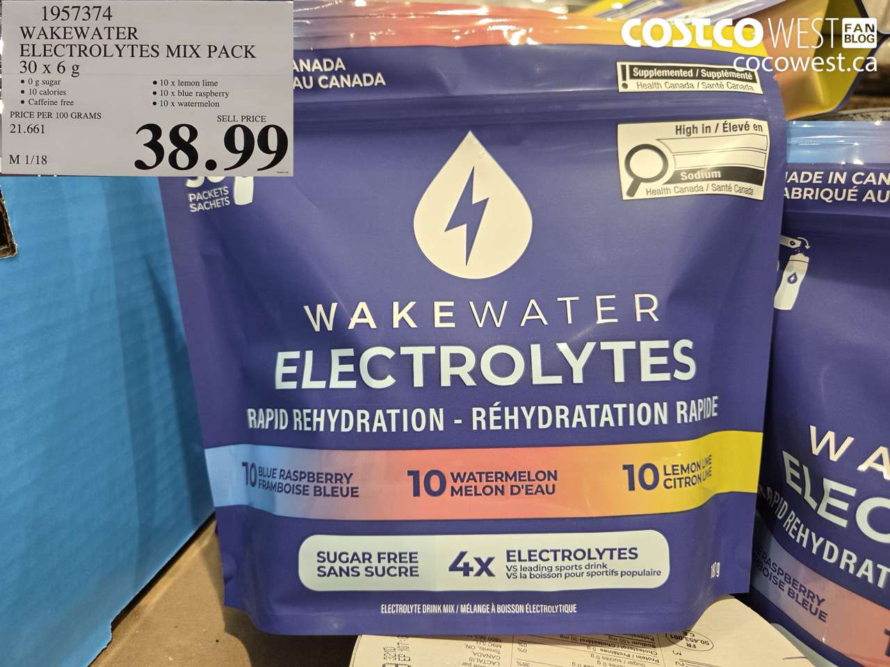 1957374 WAKEWATER ELECTROLYTES MIX PACK 30 X 6G $38.99