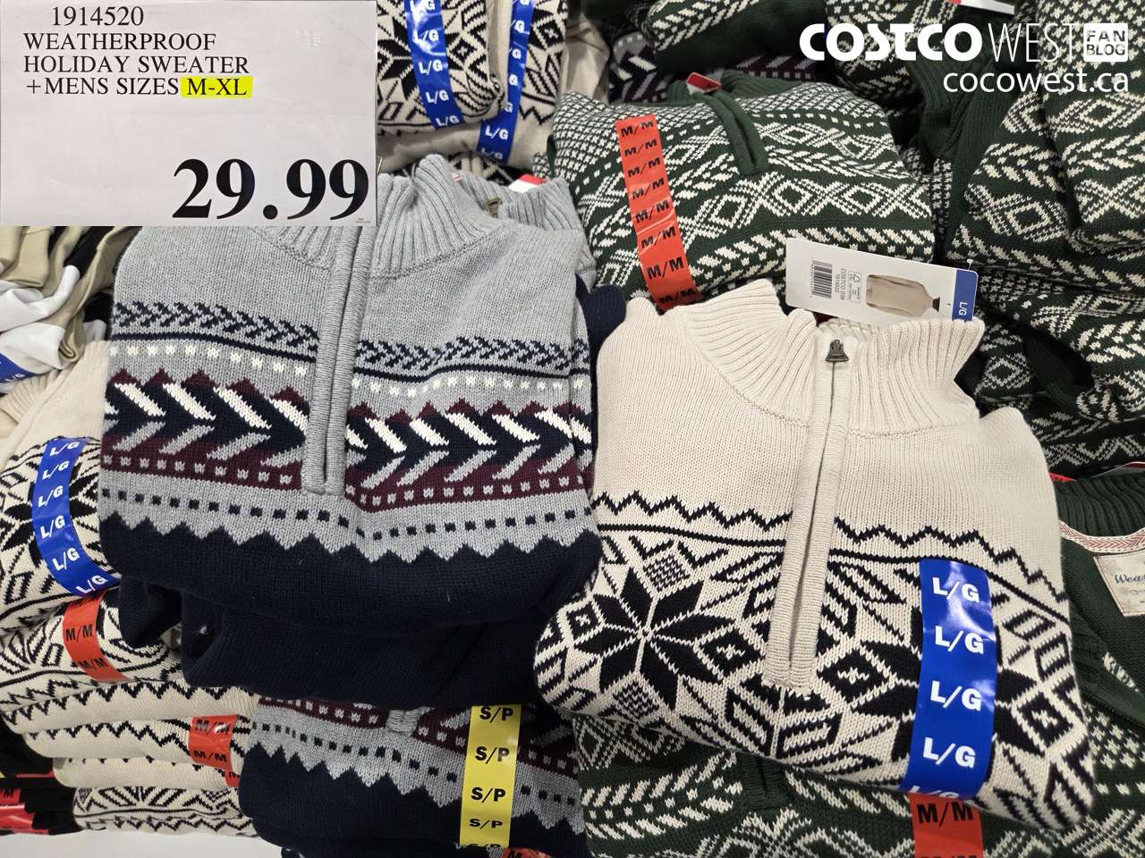 1914520 WEATHERPROOF HOLIDAY SWEATER MENS SIZES M-XL $29.99