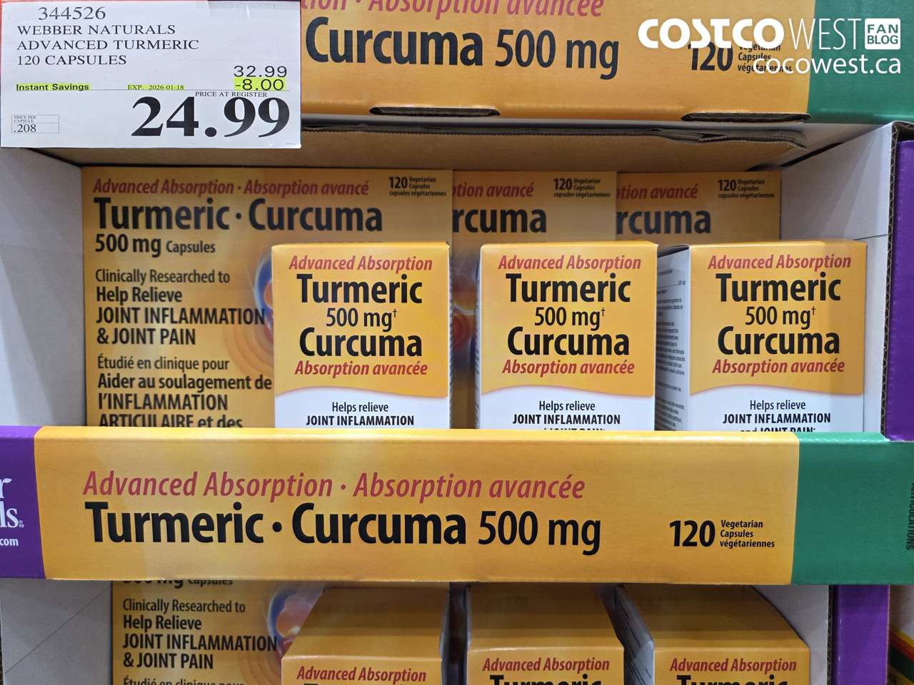 344526 WEBBER NATURALS ADVANCED TURMERIC 120 CAPSULES ($8.00 INSTANT SAVINGS EXPIRES ON 2026-01-18) $24.99