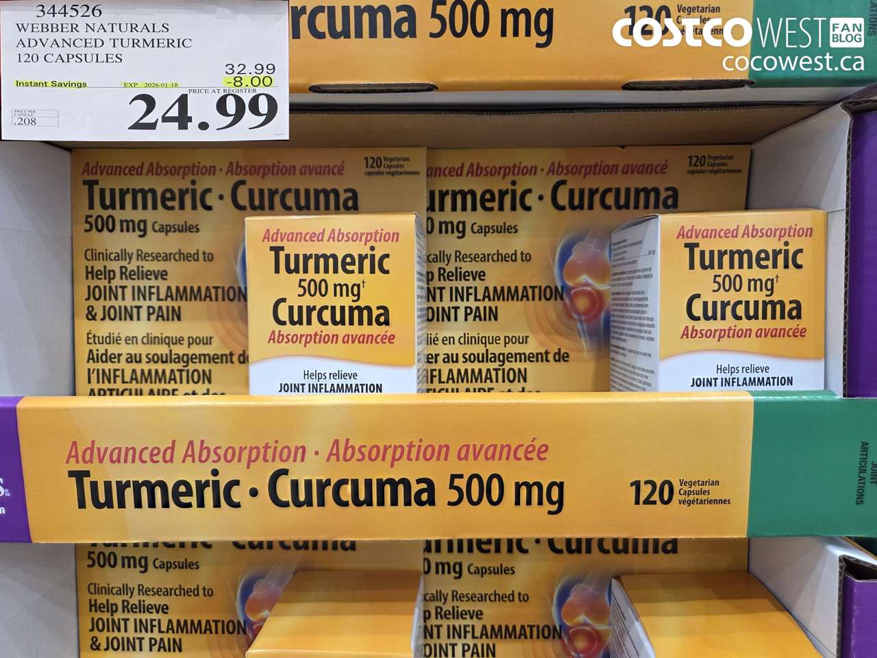 344526 WEBBER NATURALS ADVANCED TURMERIC 120 CAPSULES ($8.00 INSTANT SAVINGS EXPIRES ON 2026-01-18) $24.99