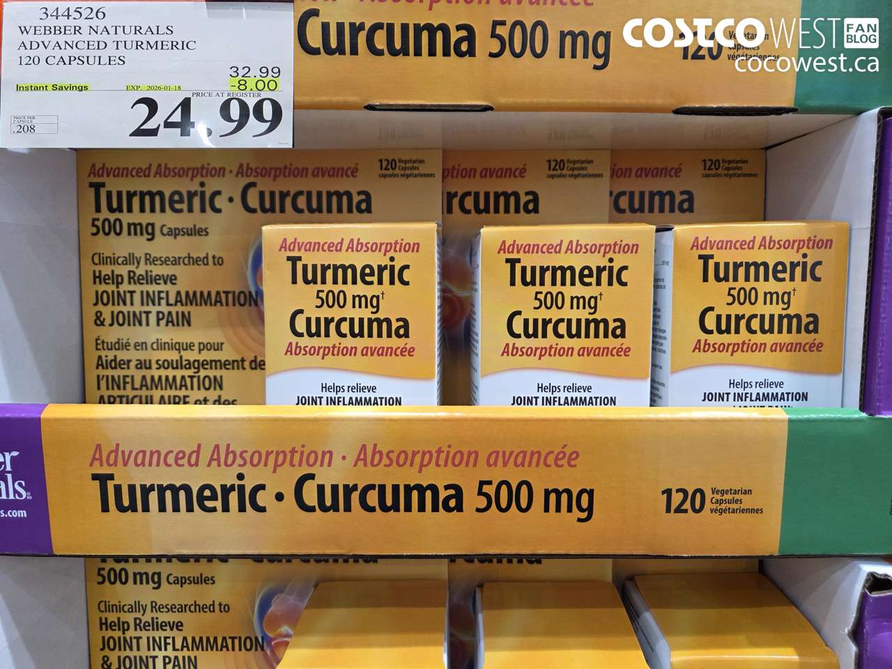 344526 WEBBER NATURALS ADVANCED TURMERIC 120 CAPSULES ($8.00 INSTANT SAVINGS EXPIRES ON 2026-01-18) $24.99