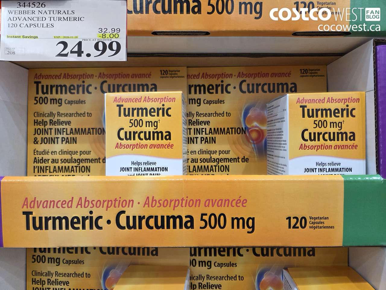 344526 WEBBER NATURALS ADVANCED TURMERIC 120 CAPSULES ($8.00 INSTANT SAVINGS EXPIRES ON 2026-01-18) $24.99