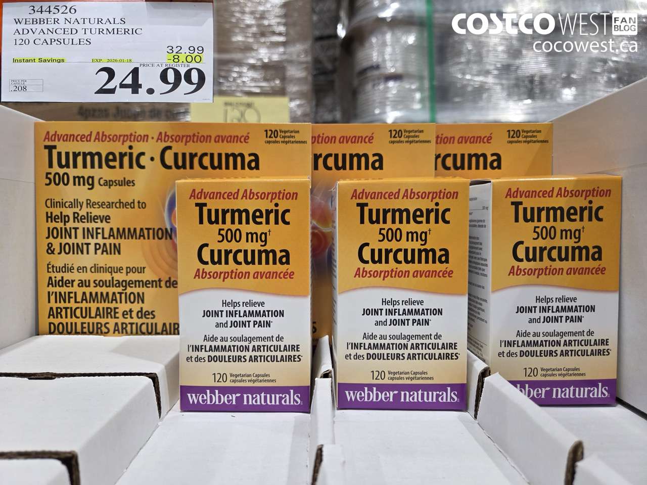 344526 WEBBER NATURALS ADVANCED TURMERIC 120 CAPSULES ($8.00 INSTANT SAVINGS EXPIRES ON 2026-01-18) $24.99