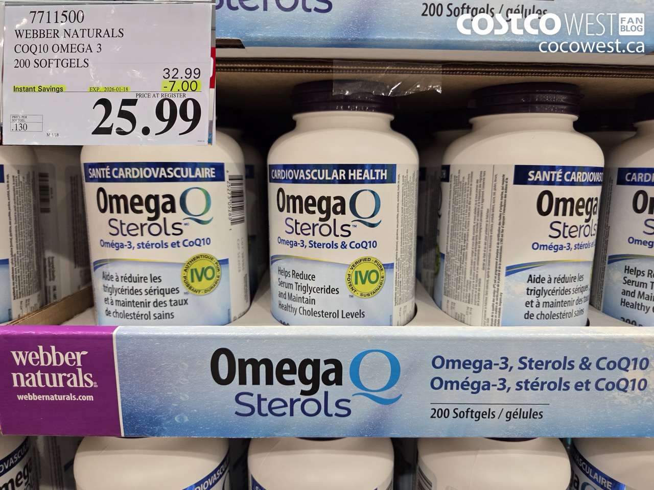 7711500 WEBBER NATURALS COQ10 OMEGA 3 200 SOFTGELS ($7.00 INSTANT SAVINGS EXPIRES ON 2026-01-18) $25.99