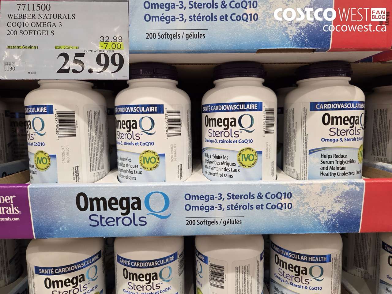 7711500 WEBBER NATURALS COQ10 OMEGA 3 200 SOFTGELS ($7.00 INSTANT SAVINGS EXPIRES ON 2026-01-18) $25.99