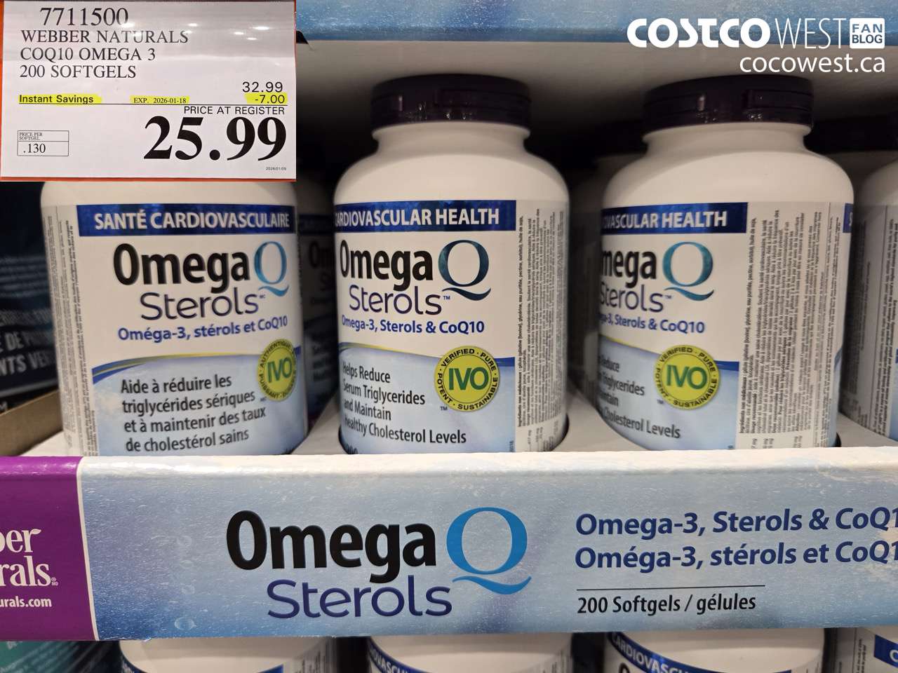 7711500 WEBBER NATURALS COQ10 OMEGA 3 200 SOFTGELS ($7.00 INSTANT SAVINGS EXPIRES ON 2026-01-18) $25.99