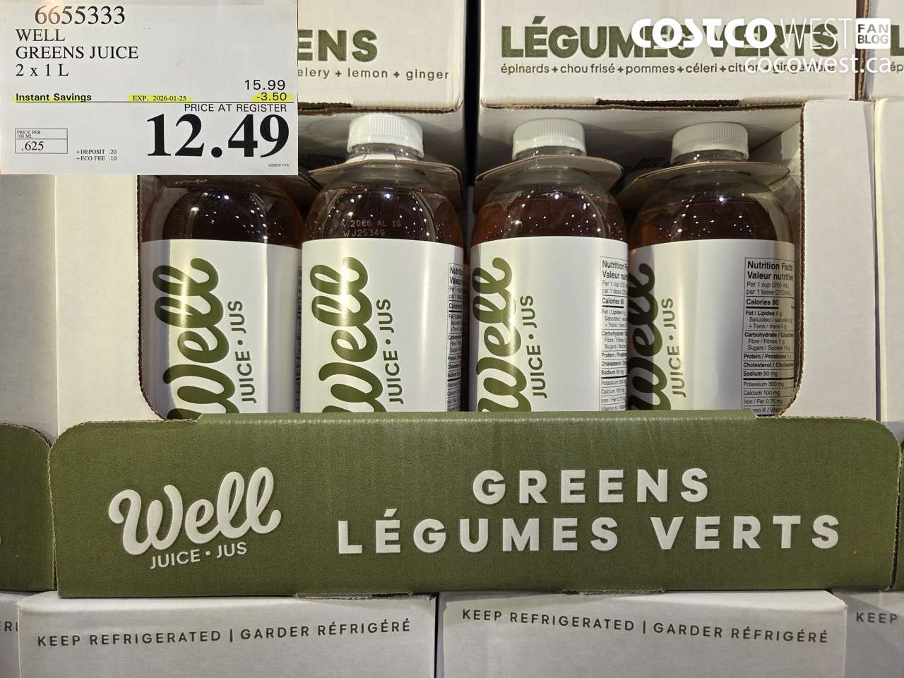 6655333 WELL GREENS JUICE 2 X 1 L ($3.50 INSTANT SAVINGS EXPIRES ON 2026-01-25) $12.49