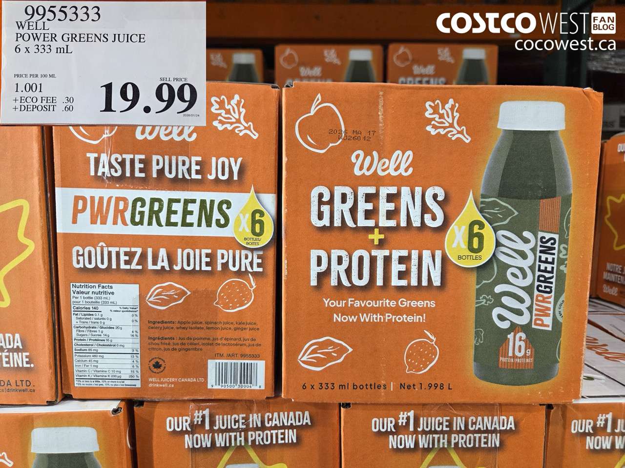 9955333 WELL POWER GREENS JUICE 6 X 333ML $19.99