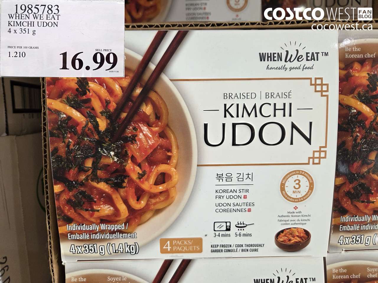 1985783 WHEN WE EAT KIMCHI UDON 4 x 351 g $16.99
