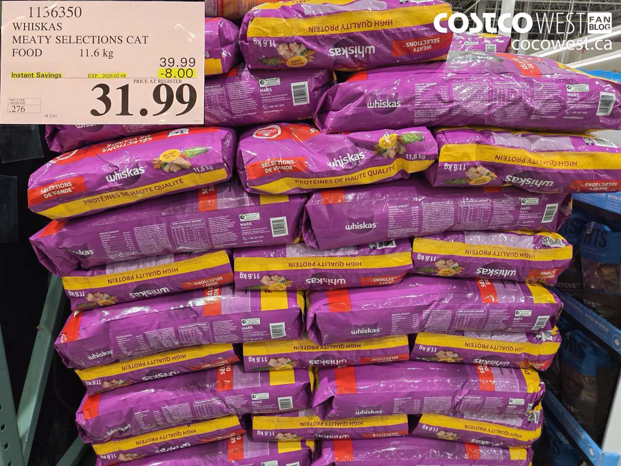 1136350 WHISKAS MEATY SELECTIONS CAT FOOD 11.6 kg ($8.00 INSTANT SAVINGS EXPIRES ON 2026-02-08) $31.99