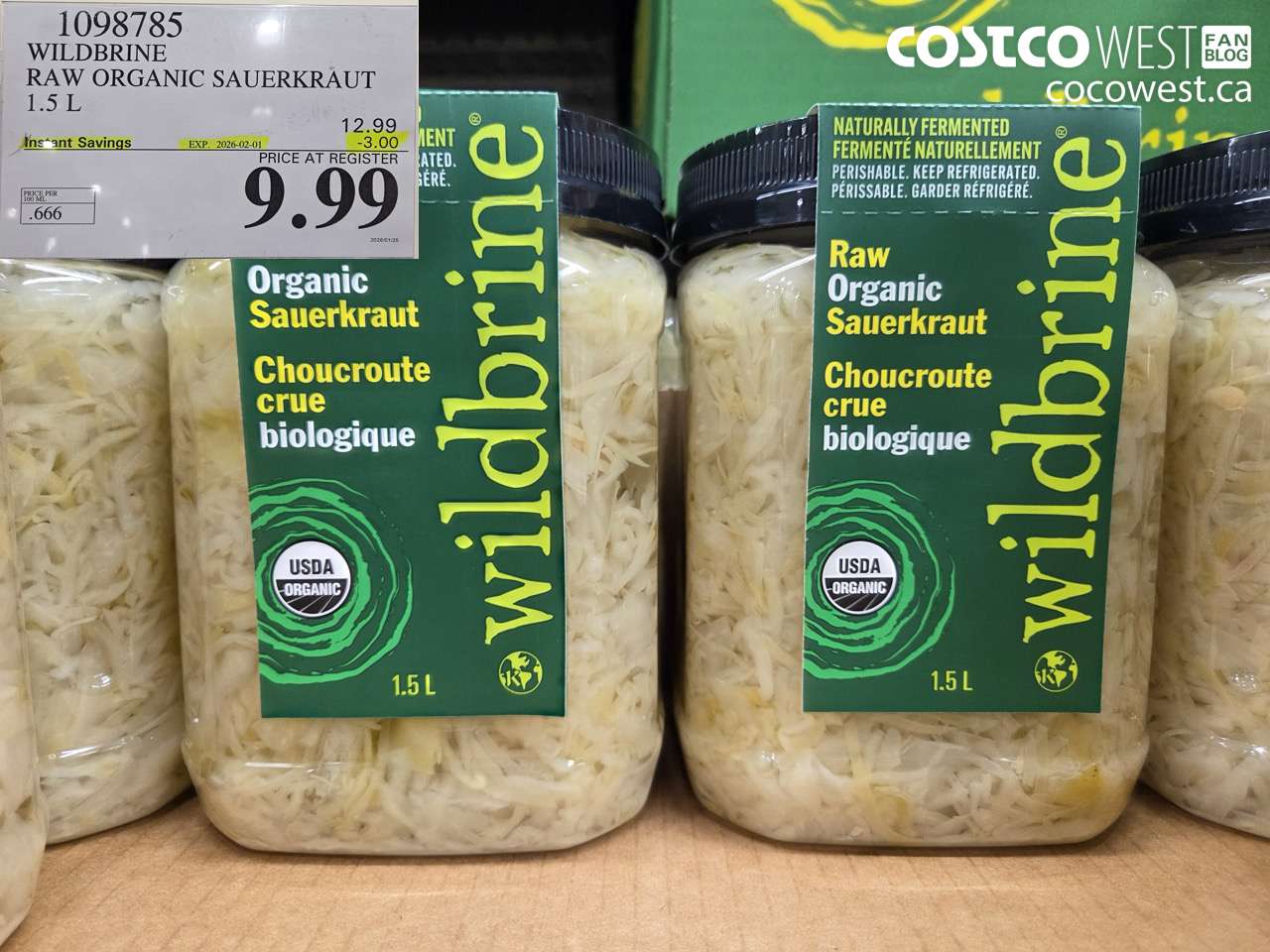 1098785 WILDBRINE RAW ORGANIC SAUERKRAUT 1.5L ($3.00 INSTANT SAVINGS EXPIRES ON 2026-02-01) $9.99