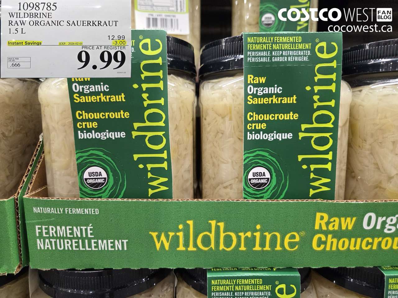 1098785 WILDBRINE RAW ORGANIC SAUERKRAUT 1.5L ($3.00 INSTANT SAVINGS EXPIRES ON 2026-02-01) $9.99