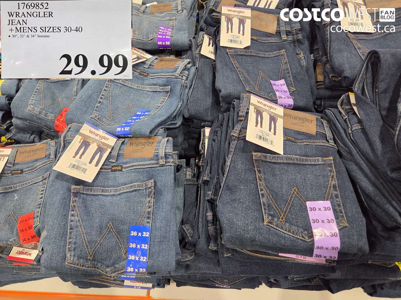 1769852 WRANGLER JEAN MENS SIZES 30-40 $29.99