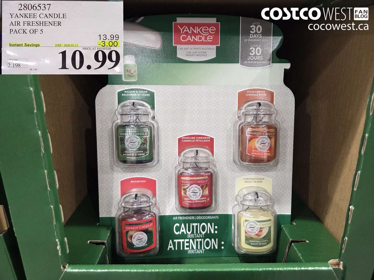 2806537 YANKEE CANDLE AIR FRESHENER PACK OF 5 ($3.00 INSTANT SAVINGS EXPIRES ON 2026-01-11) $10.99
