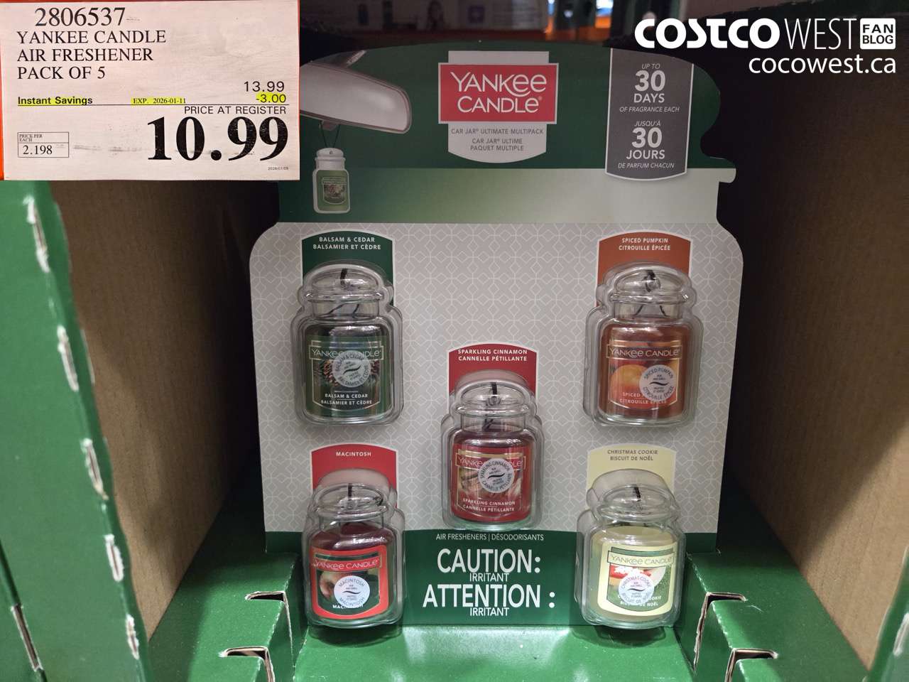 2806537 YANKEE CANDLE AIR FRESHENER PACK OF 5 ($3.00 INSTANT SAVINGS EXPIRES ON 2026-01-11) $10.99