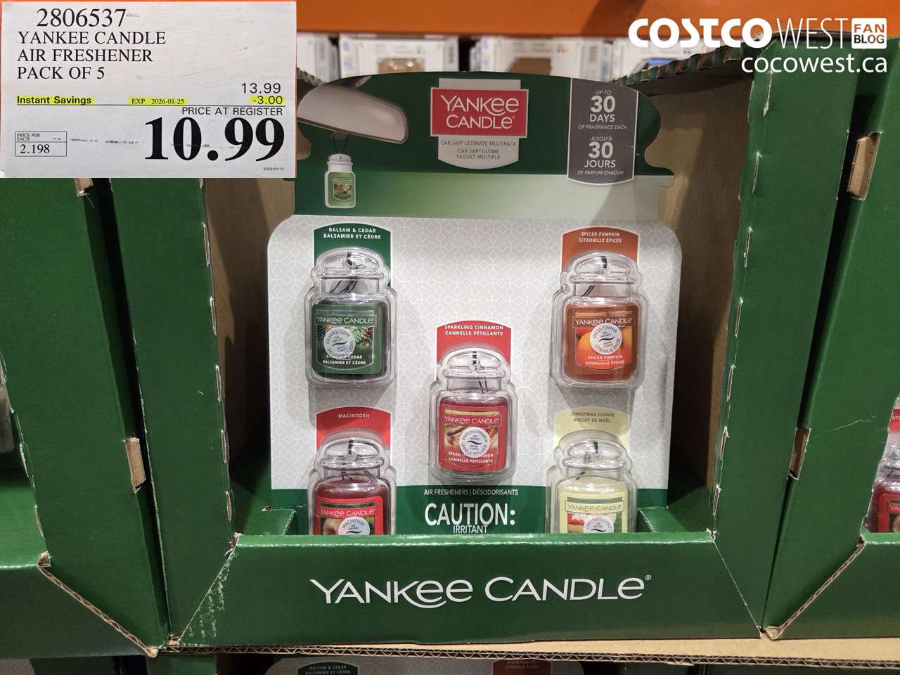 2806537 YANKEE CANDLE AIR FRESHENER PACK OF 5 ($3.00 INSTANT SAVINGS EXPIRES ON 2026-01-25) $10.99