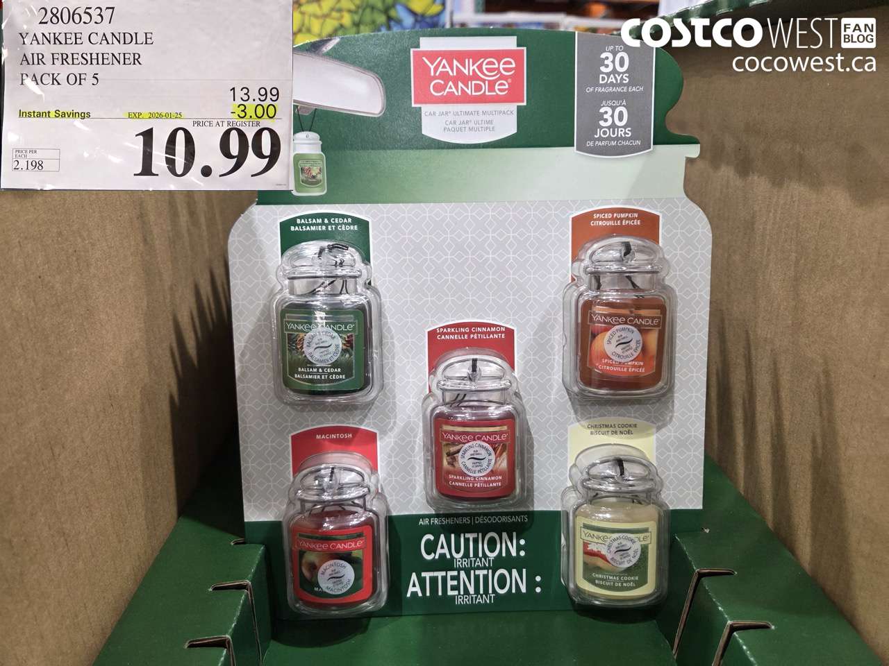 2806537 YANKEE CANDLE AIR FRESHENER PACK OF 5 ($3.00 INSTANT SAVINGS EXPIRES ON 2026-01-25) $10.99
