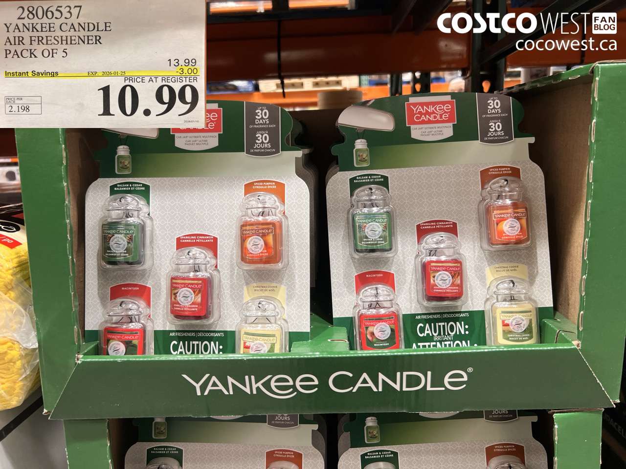2806537 YANKEE CANDLE AIR FRESHENER PACK OF 5 ($3.00 INSTANT SAVINGS EXPIRES ON 2026-01-25) $10.99