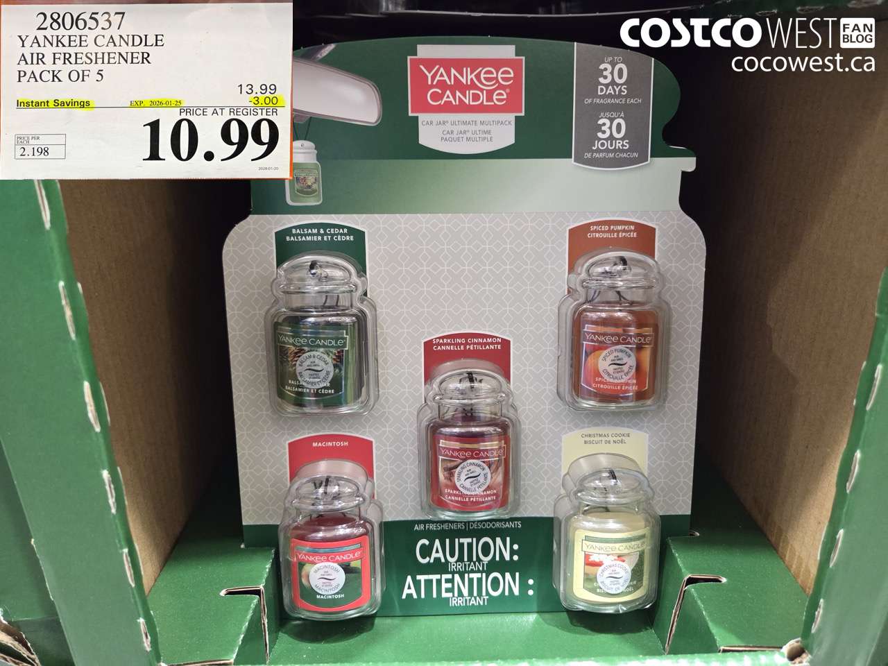 2806537 YANKEE CANDLE AIR FRESHENER PACK OF 5 ($3.00 INSTANT SAVINGS EXPIRES ON 2026-01-25) $10.99