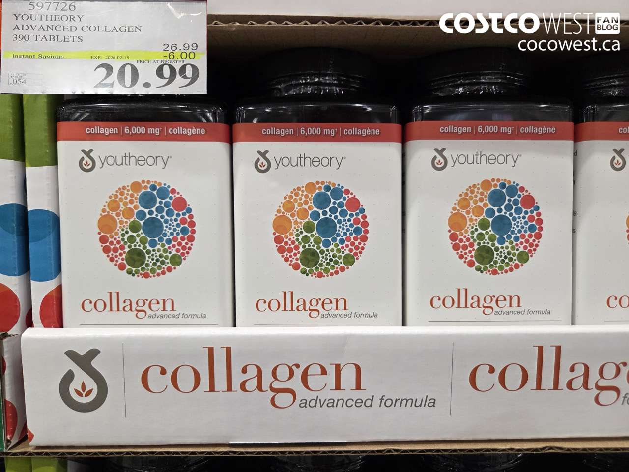 597726 YOUTHEORY ADVANCED COLLAGEN 390 TABLETS ($6.00 INSTANT SAVINGS EXPIRES ON 2026-02-15) $20.99