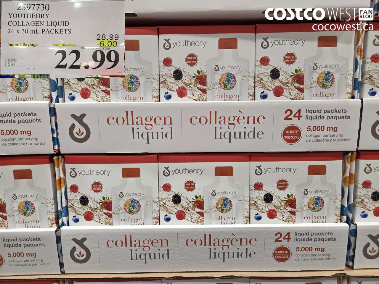 2597730 YOUTHEORY LIQUID COLLAGEN 24 X 30ML POUCHES ($6.00 INSTANT SAVINGS EXPIRES ON 2026-01-18) $22.99