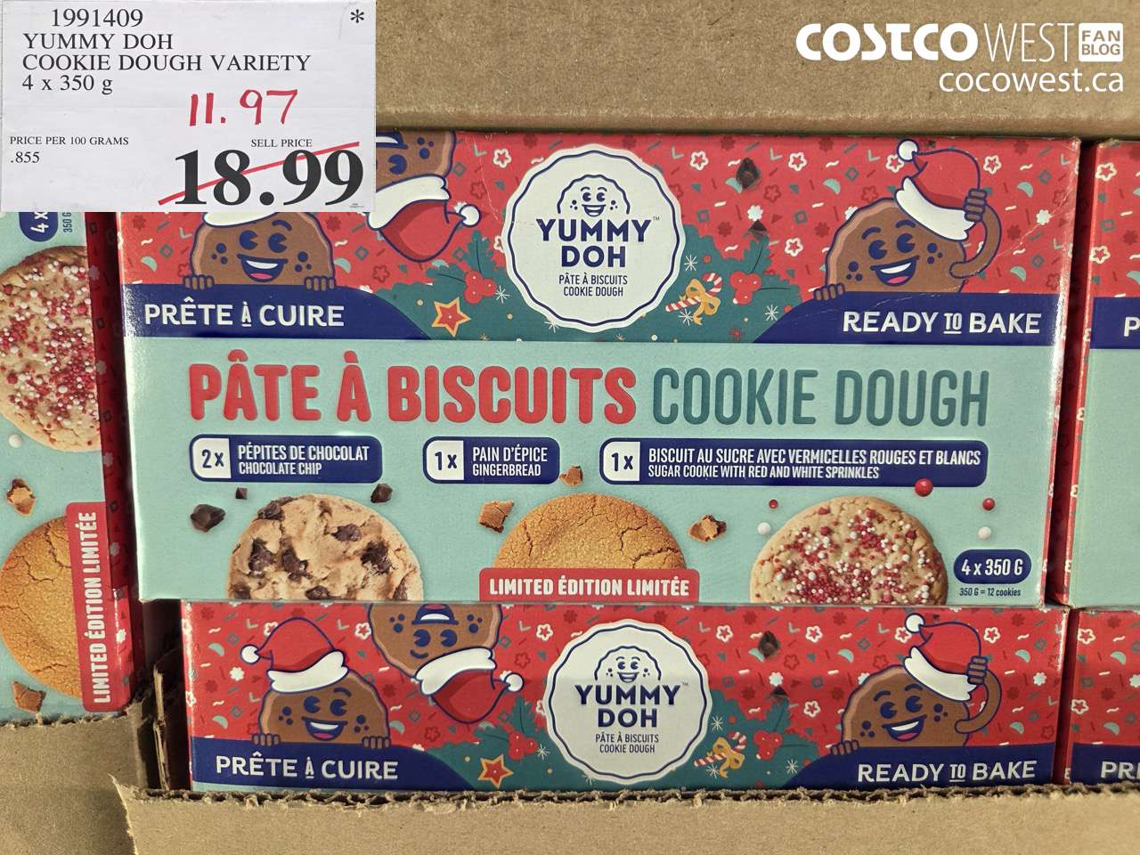 1991409 YUMMY DOH COOKIE DOUGH VARIETY 4 x 350 g $11.97