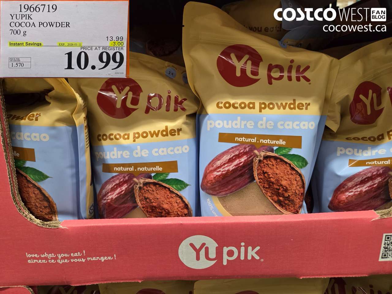 1966719 YUPIK COCOA POWDER 700G ($3.00 INSTANT SAVINGS EXPIRES ON 2026-01-11) $10.99