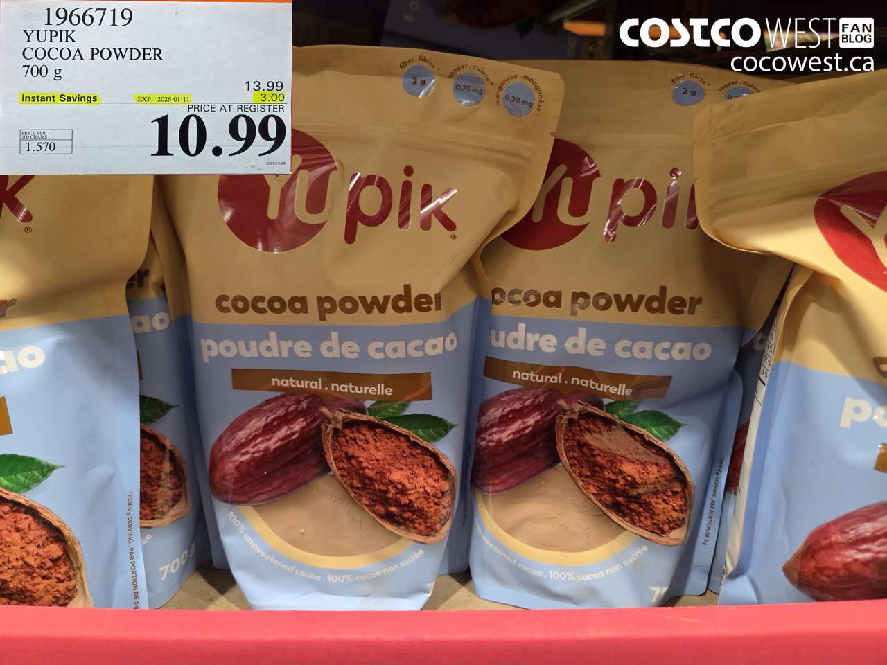1966719 YUPIK COCOA POWDER 700G ($3.00 INSTANT SAVINGS EXPIRES ON 2026-01-11) $10.99