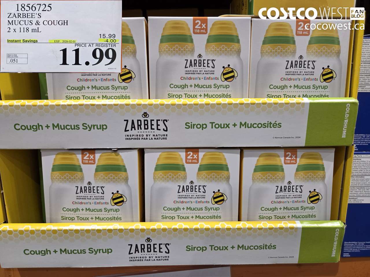 1856725 ZAREE'S MUCUS & COUGH 2 X 118ML ($4.00 INSTANT SAVINGS EXPIRES ON 2026-02-01) $11.99