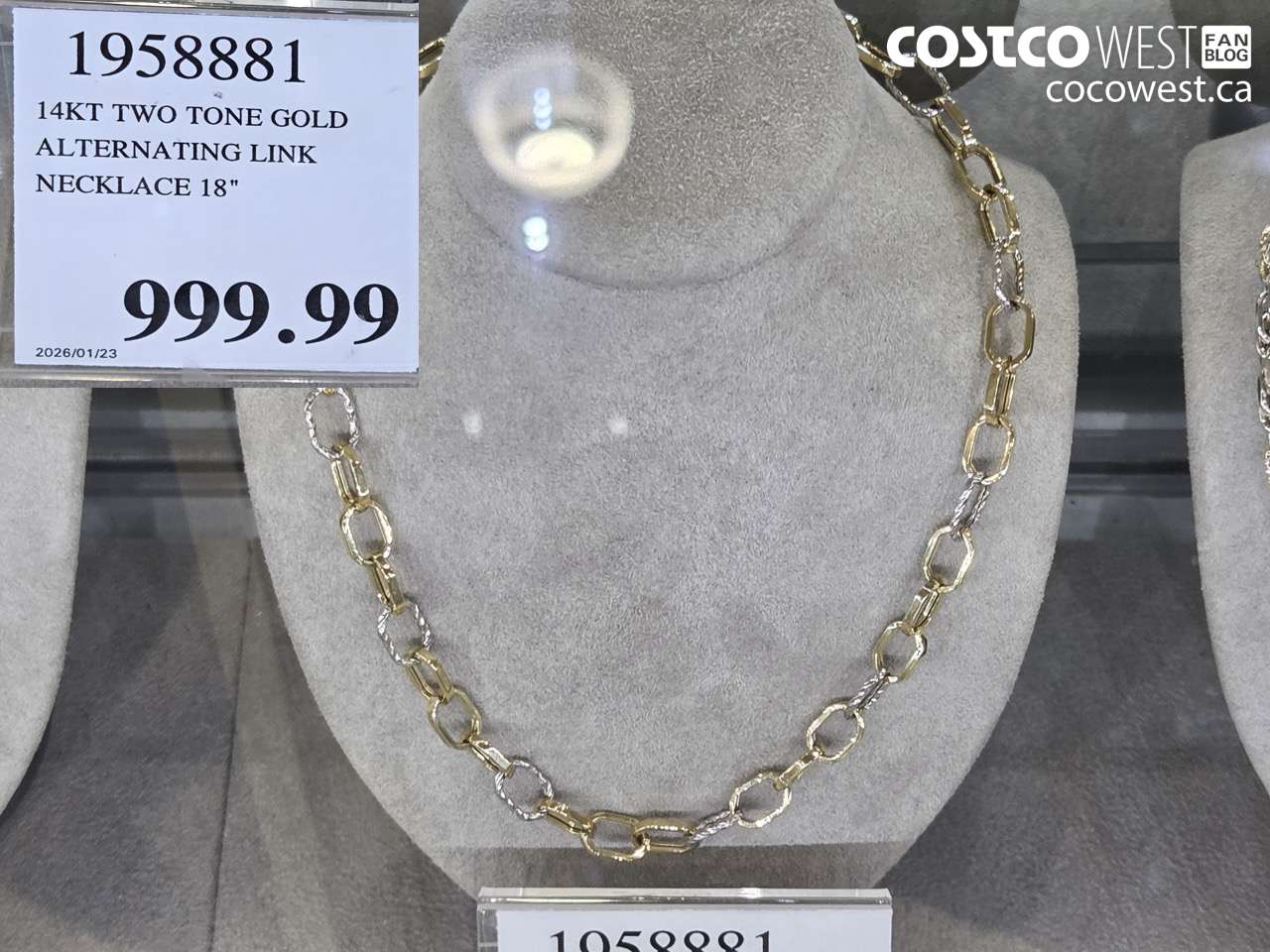 19585881 14KT TWO TONE GOLD ALTERNATING LINK NECKLACE 18