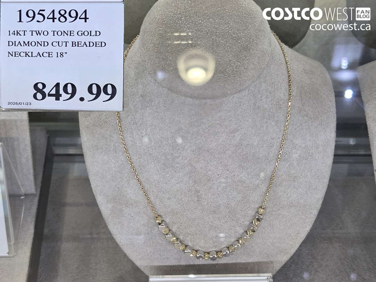 1954894 14KT TWO TONE GOLD DIAMOND CUT BEADED NECKLACE 18