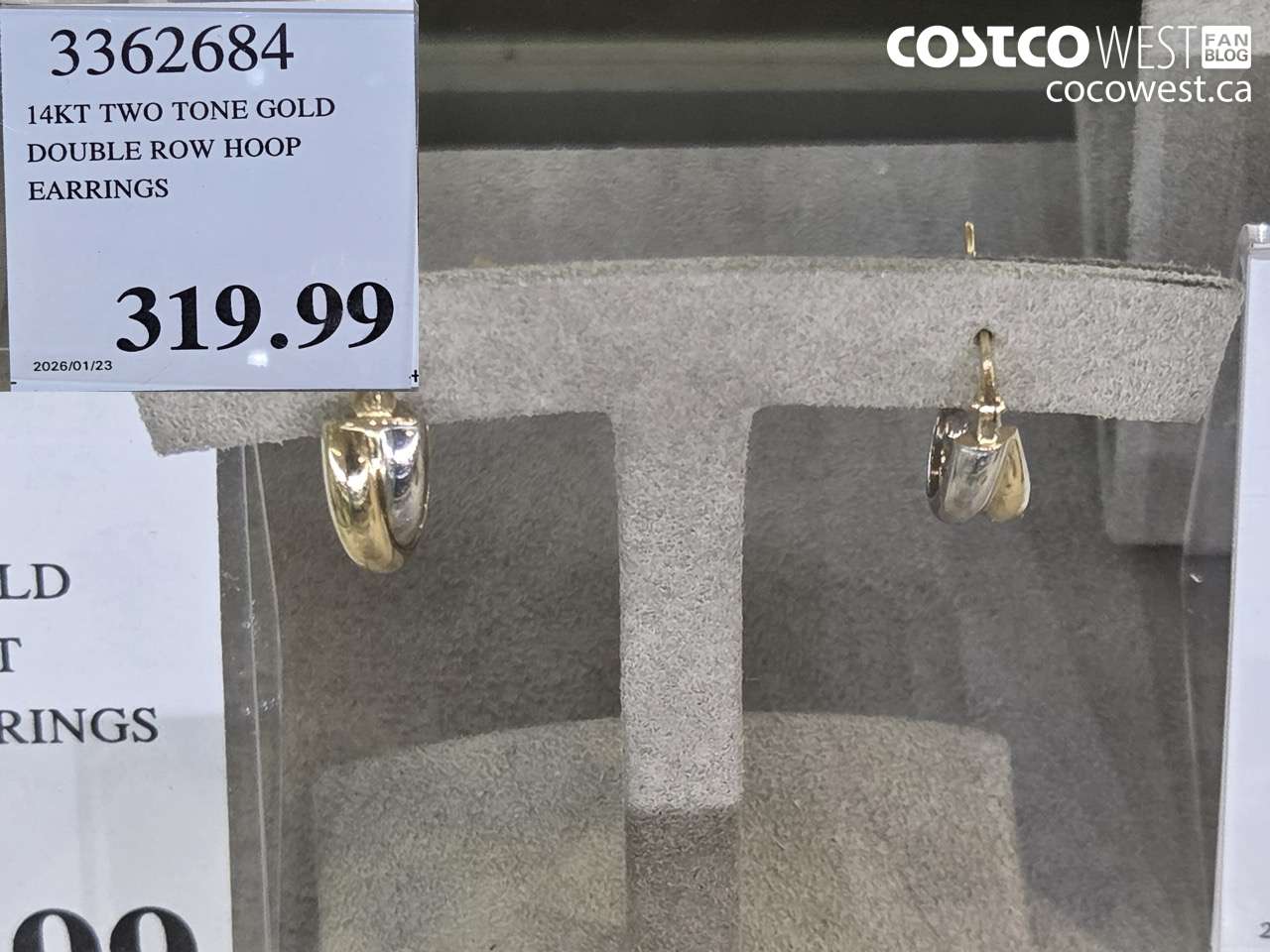 3362684 14KT TWO TONE GOLD DOUBLE ROW HOOP EARRINGS $319.99