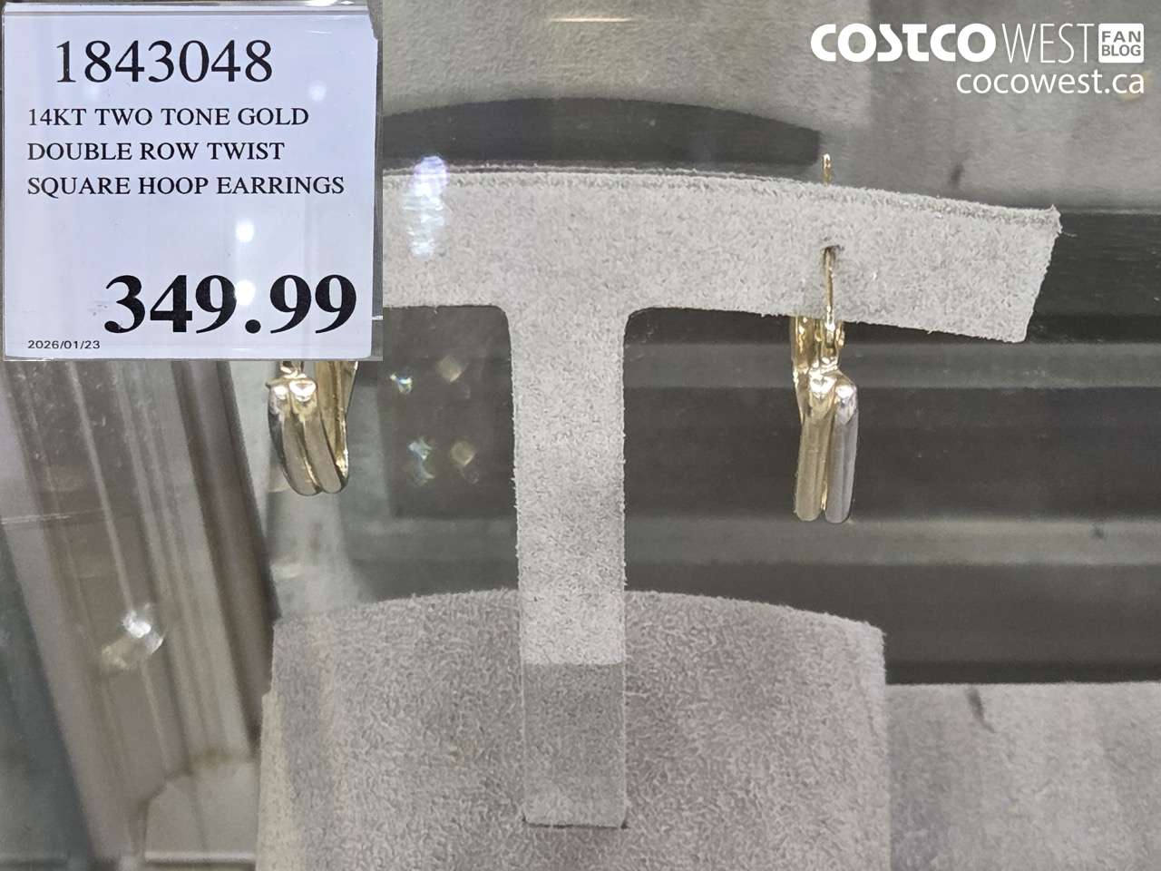 1843048 14KT TWO TONE GOLD DOUBLE ROW TWIST SQUARE HOOP EARRINGS $349.99