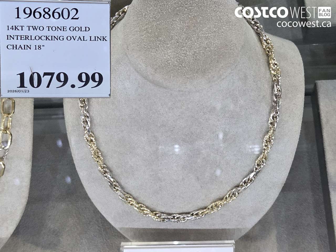 1968602 14KT TWO TONE GOLD INTERLOCKING OVAL LINK CHAIN 18