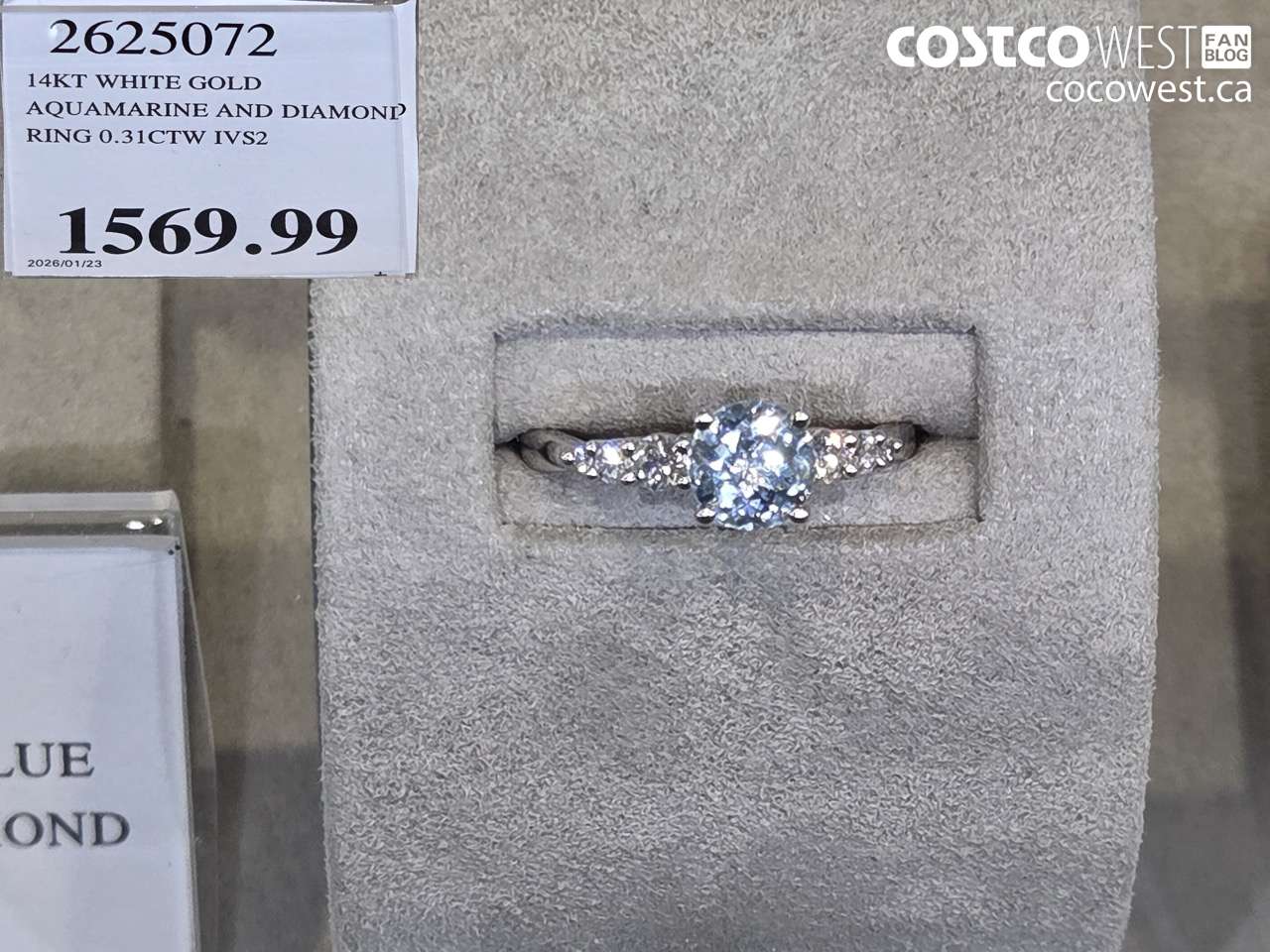 2625072 14KT WHITE GOLD AQUAMARINE AND DIAMOND RING 0.31CTW IVS2 $1569.99