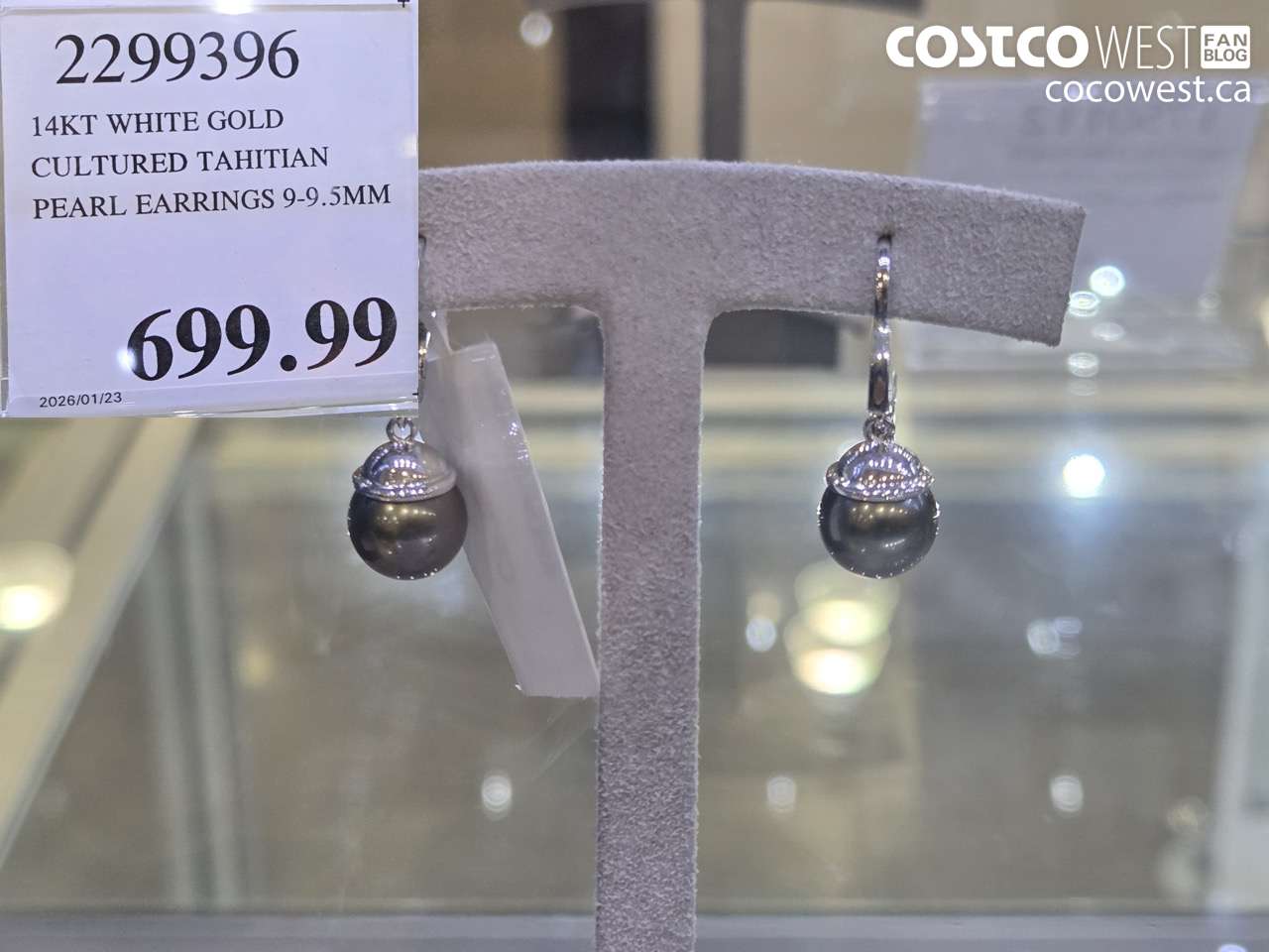 2299396 14KT WHITE GOLD CULTURED TAHITIAN PEARL EARRINGS 9-9.5MM $699.99