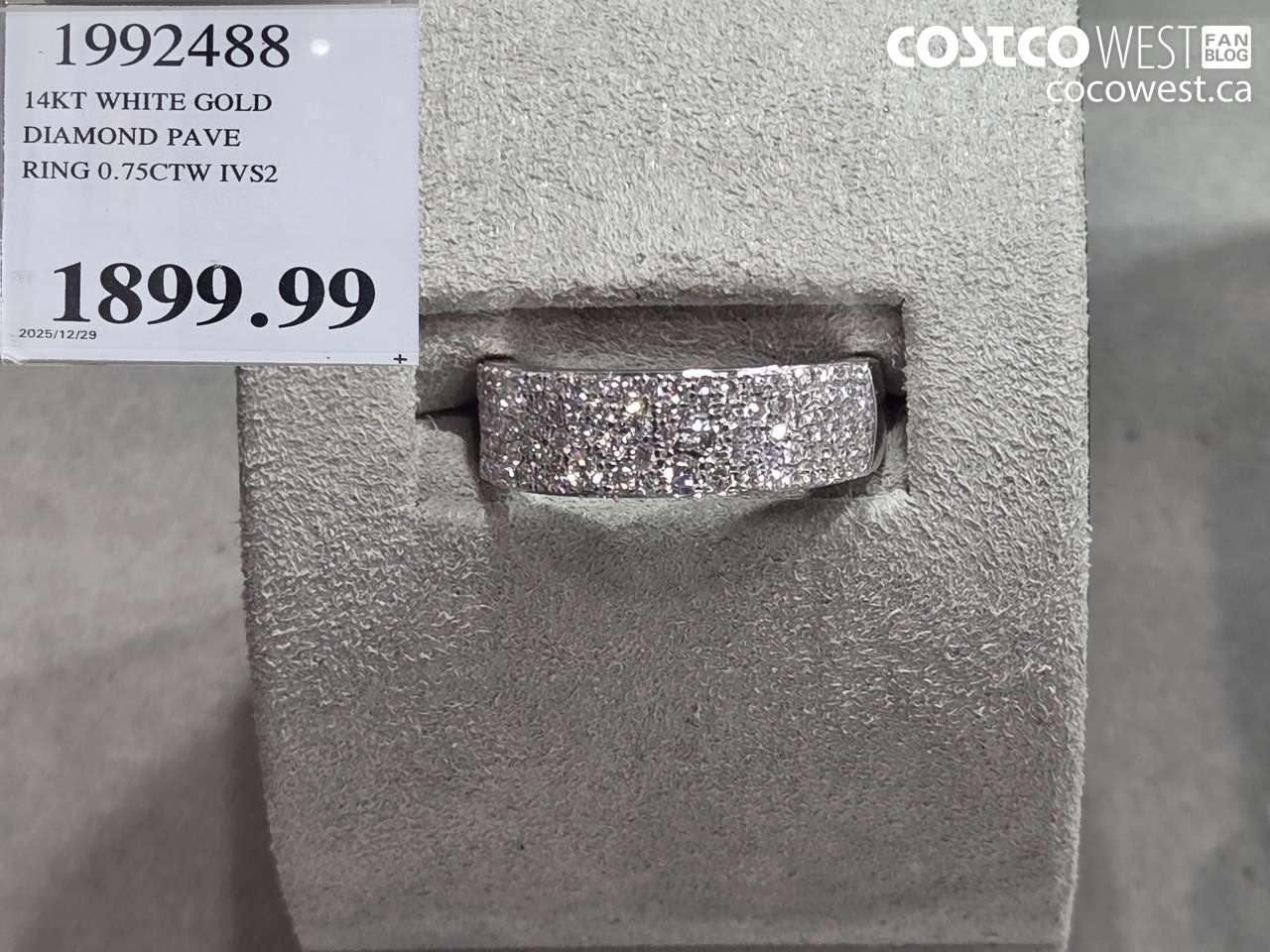 1992488 14KT WHITE GOLD DIAMOND PAVE RING 0.75CTW IVS2 $1899.99