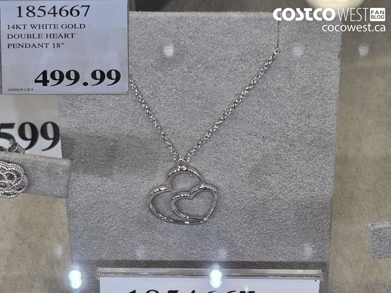 1854667 14KT WHITE GOLD DOUBLE HEART PENDANT 18